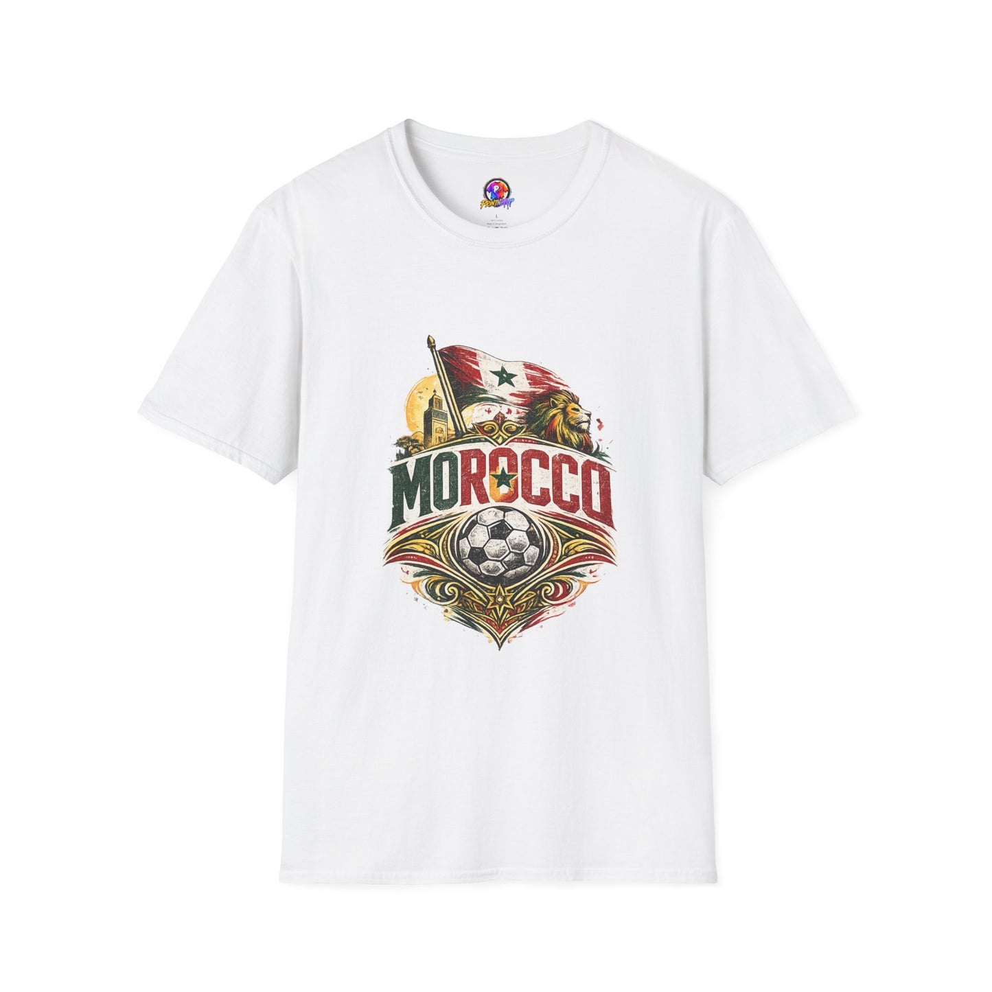 Morocco Soccer T-Shirt — Vintage Flag & Lion Football Tee