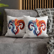 Aries Ram Flame Art Pillowcase — Colorful Zodiac Throw Pillow Cover