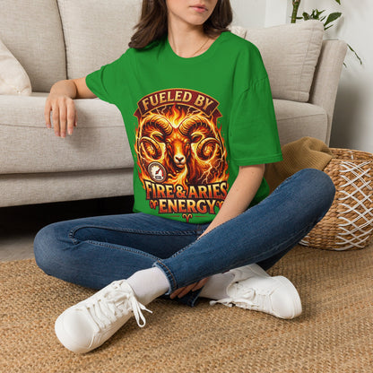 Fueled By Fire & Aries Energy T-Shirt — Zodiac Ram Graphic Tee