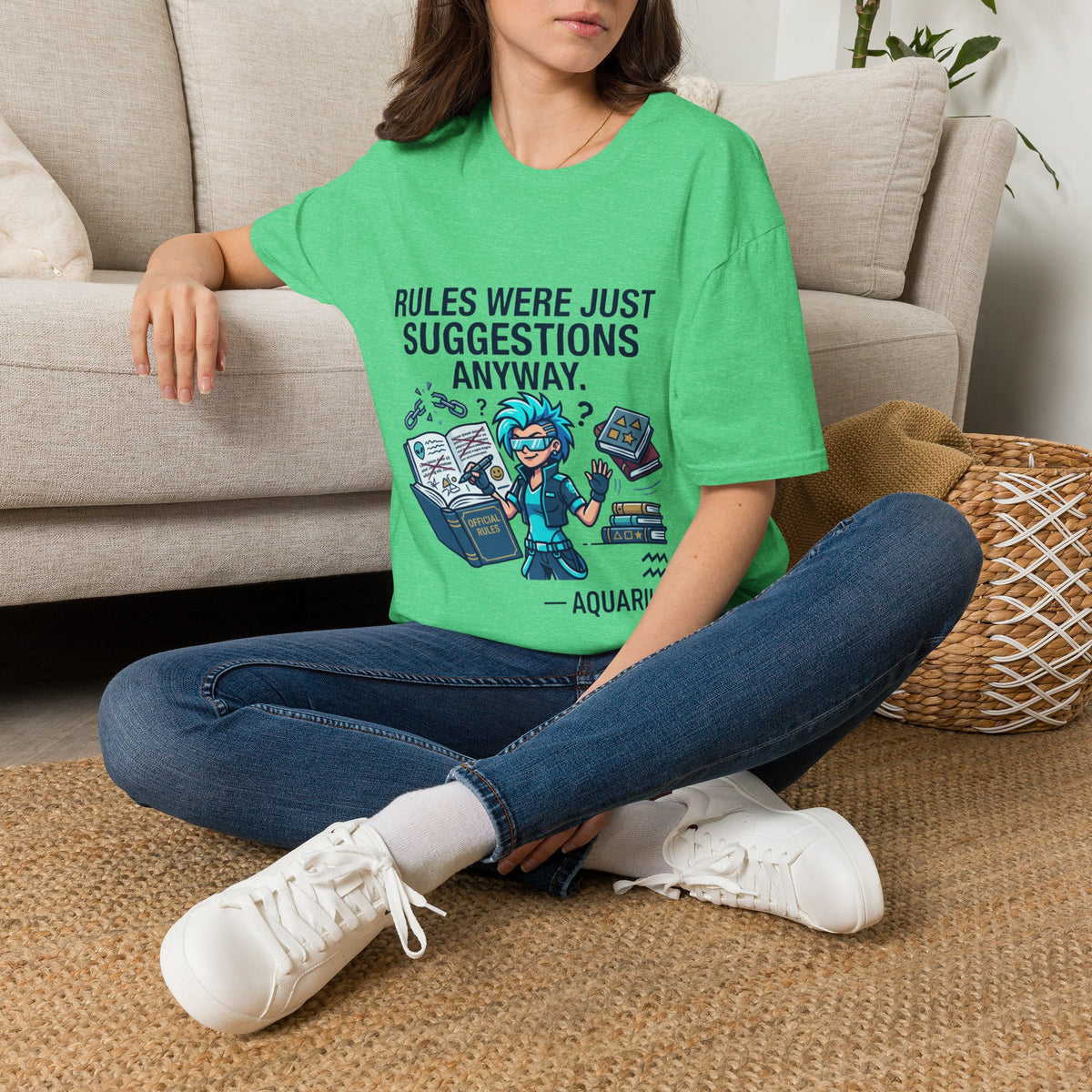 Aquarius Zodiac T‑Shirt — "Rules Were Just Suggestions Anyway" Graphic Tee