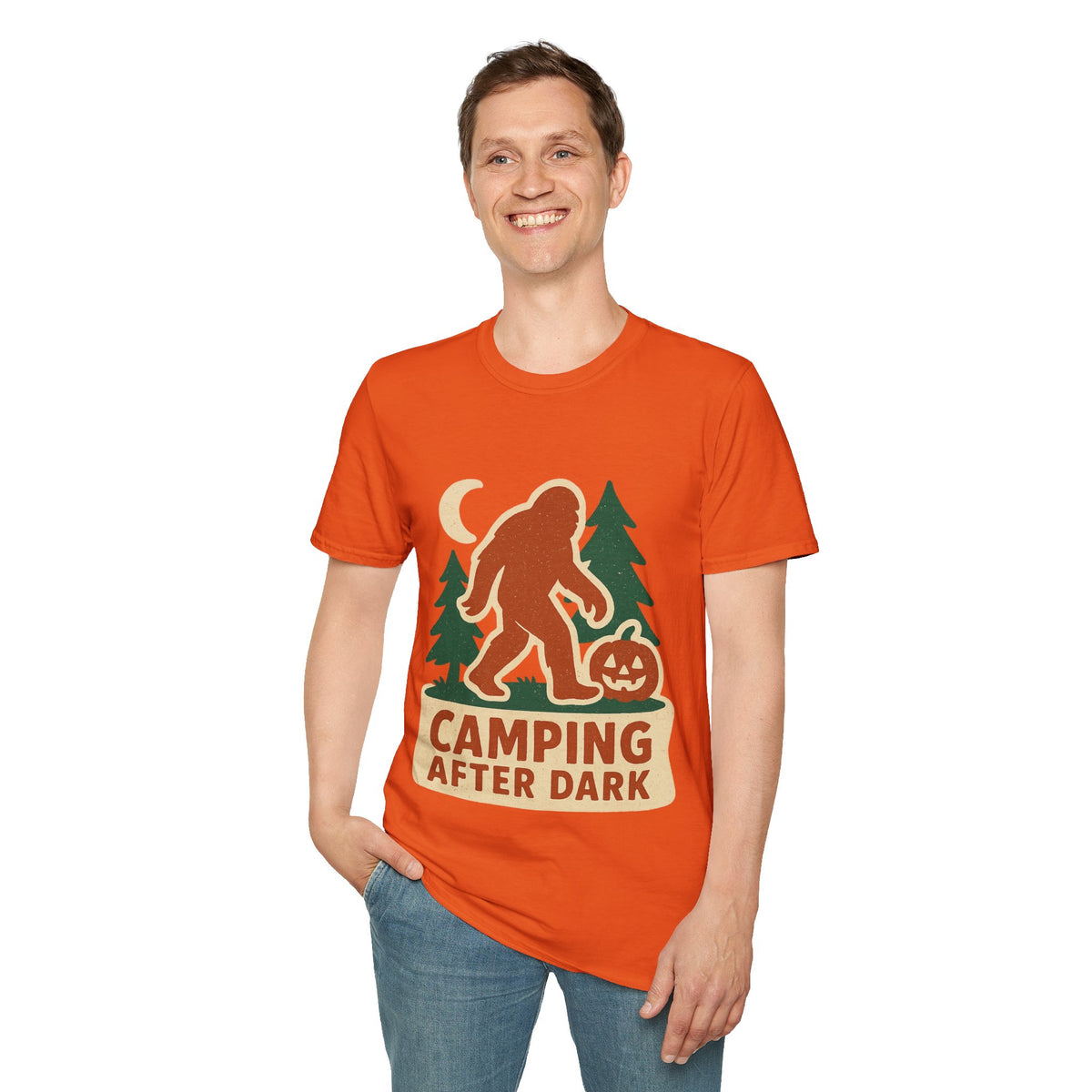 Camping After Dark T‑Shirt — Retro Bigfoot Camp Graphic Tee - Trending Now - August 2026