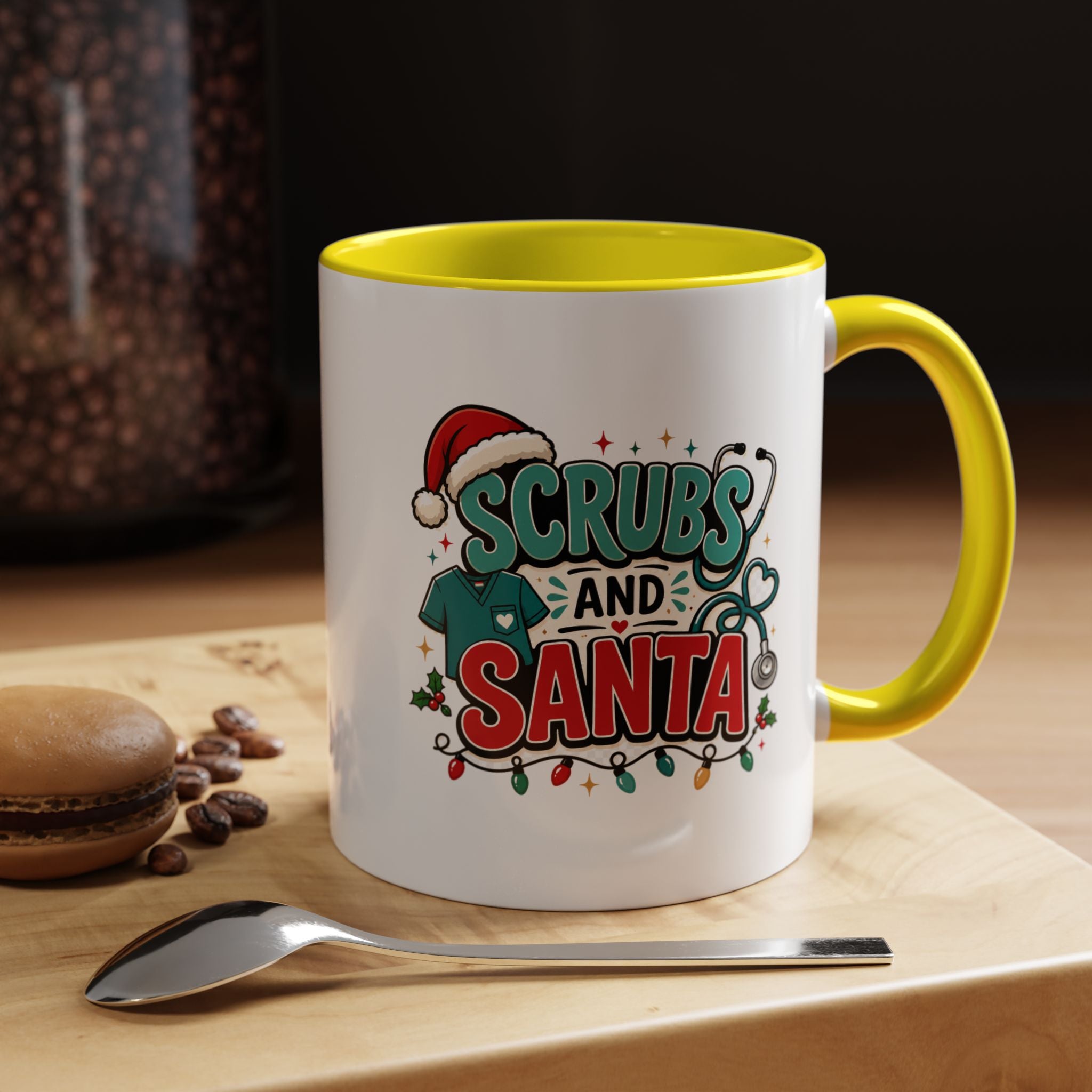Modern Day Christmas Scrubs and Santa Coffee Mug — Funny Christmas Nurse Gift