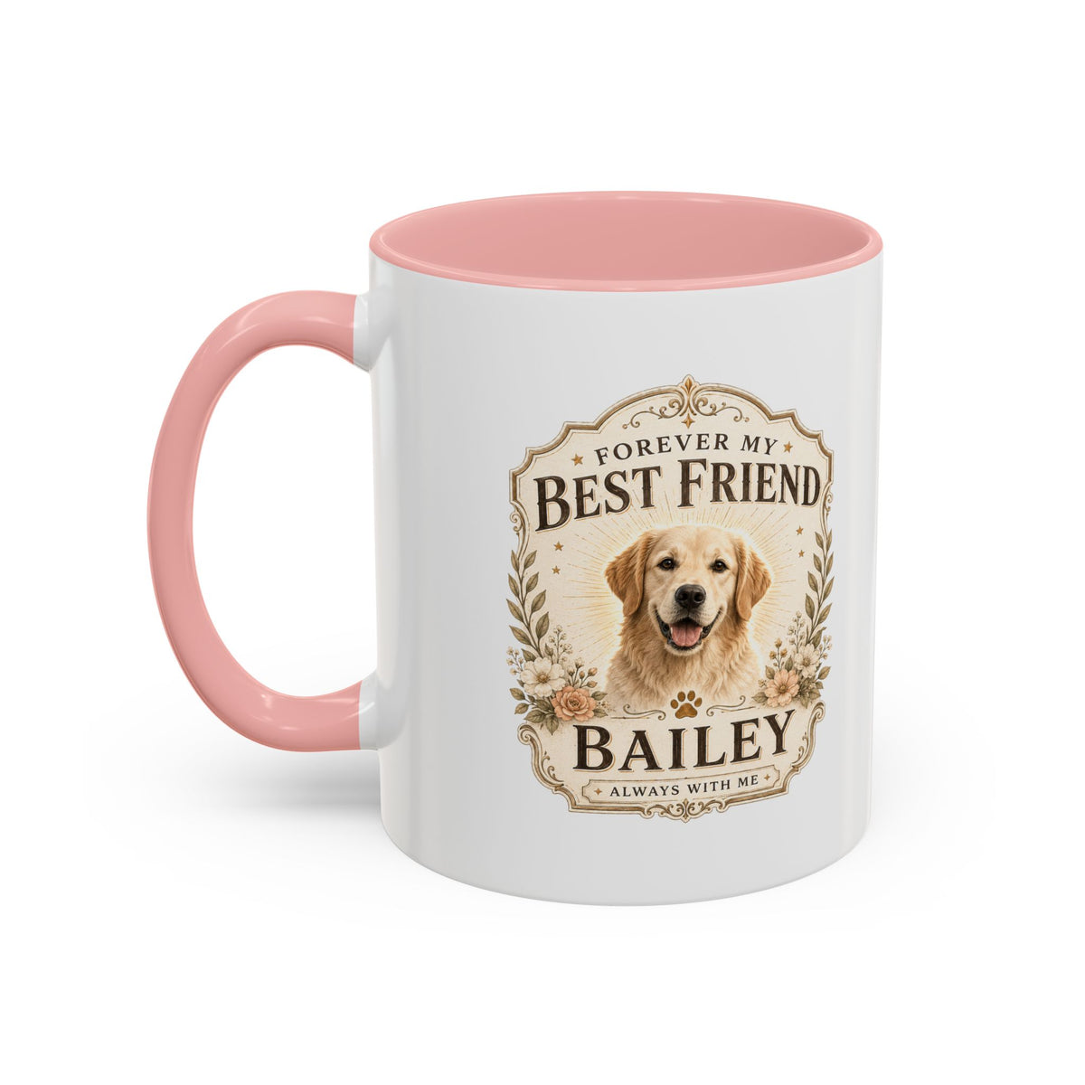 Milo Bailey Dog Dad Mom Forever My Best Friend Dog Coffee Mug — Personalized Pet Name Accent Mug