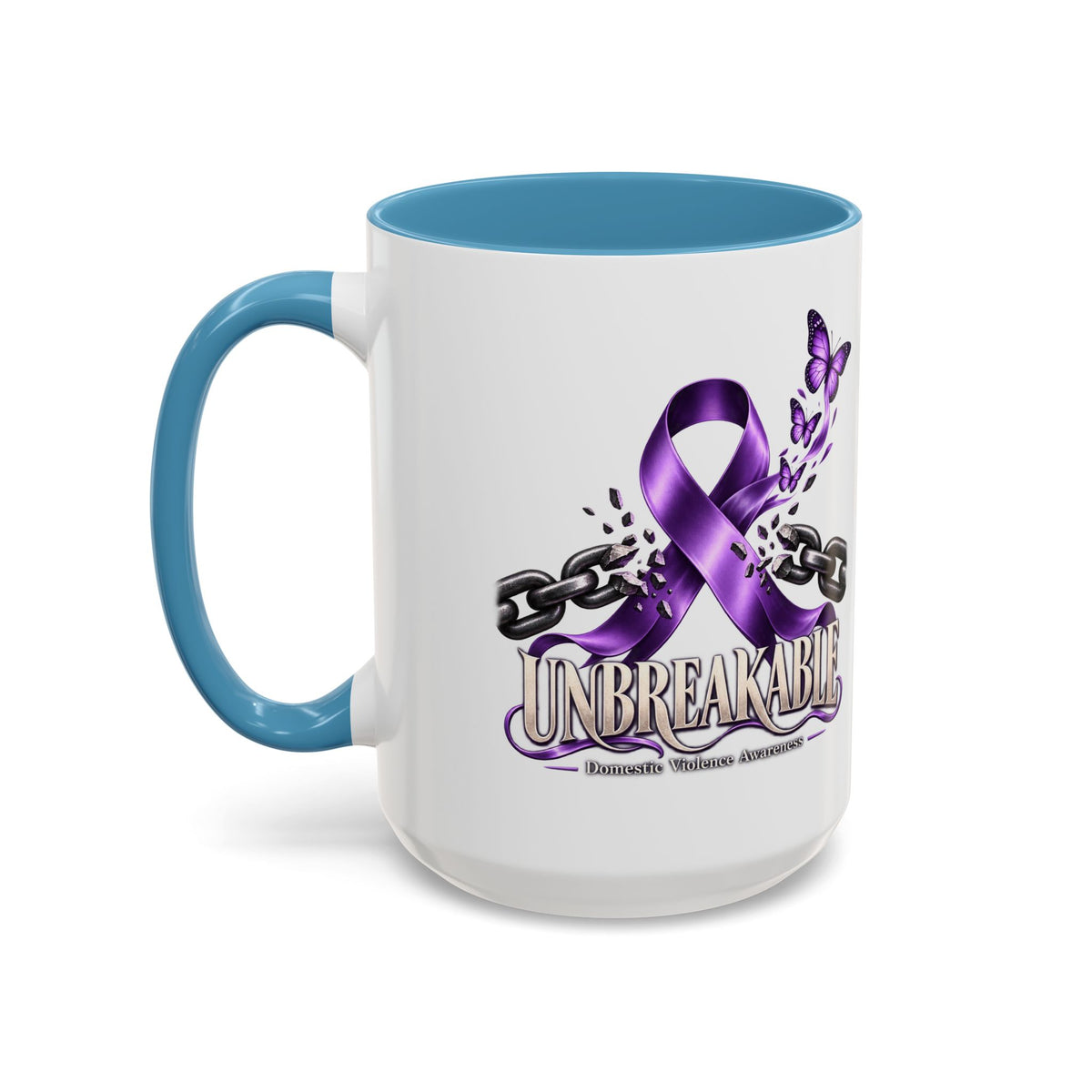 Unbreakable Purple Ribbon Coffee Mug —Domestic Violence Awareness Support Accent Mug