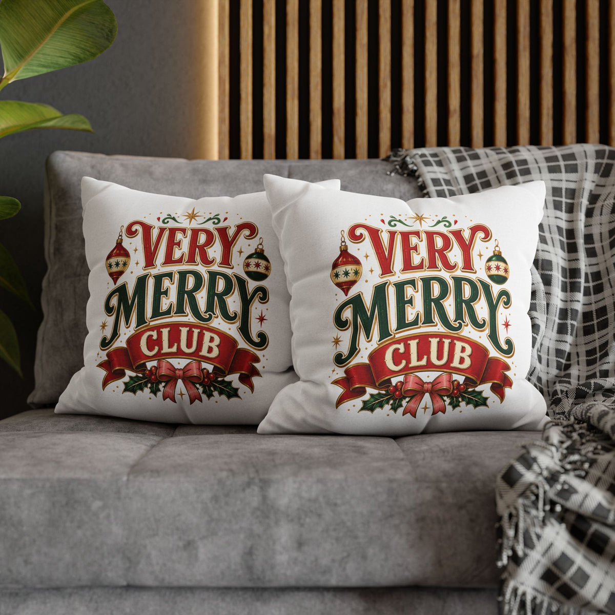 Christmas Very Merry Club Holiday Pillowcase — Christmas Decorative Throw Pillow