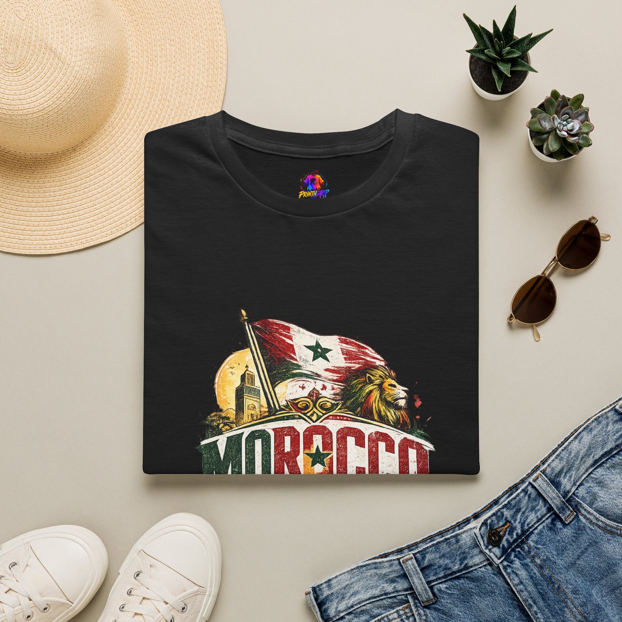 Morocco Soccer T-Shirt — Vintage Flag & Lion Football Tee