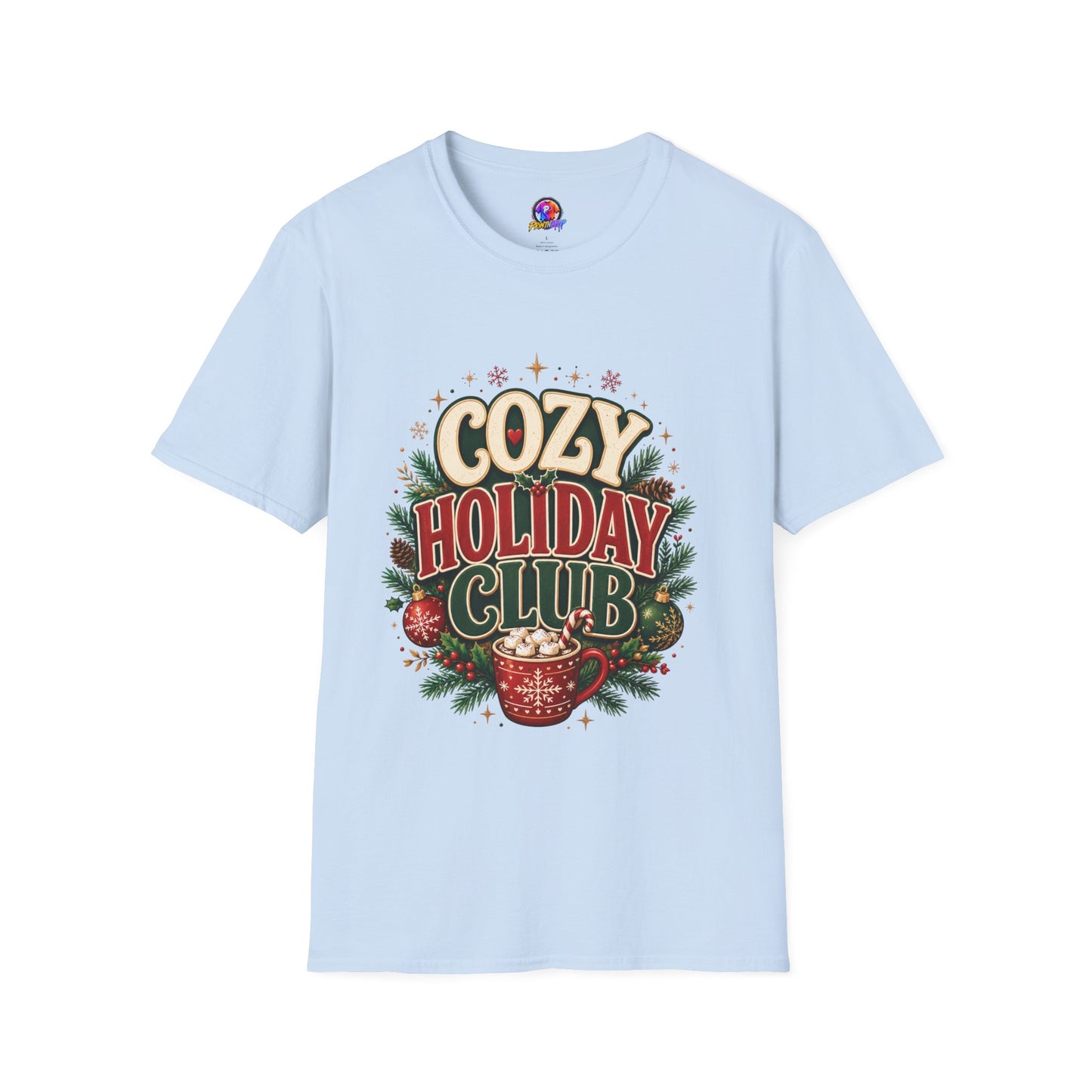 Cozy Holiday Club T-Shirt — Festive Christmas Cozy Cocoa Graphic Tee