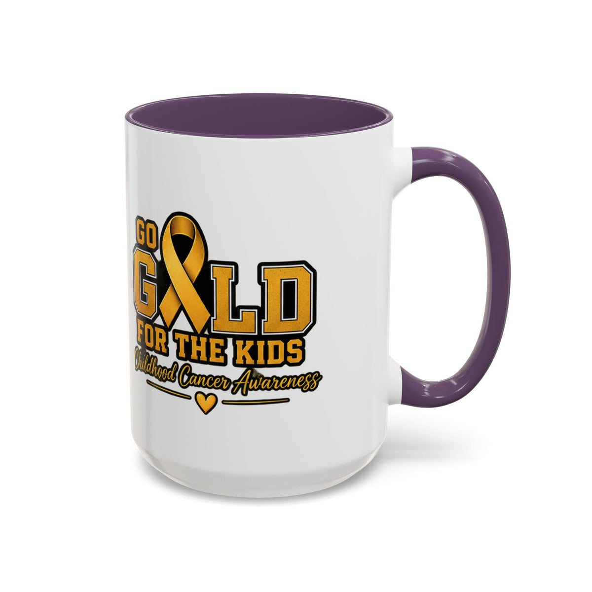 Gold For The Kids Coffee Mug — Childhood Cancer Awareness Accent Mug (11/15oz)
