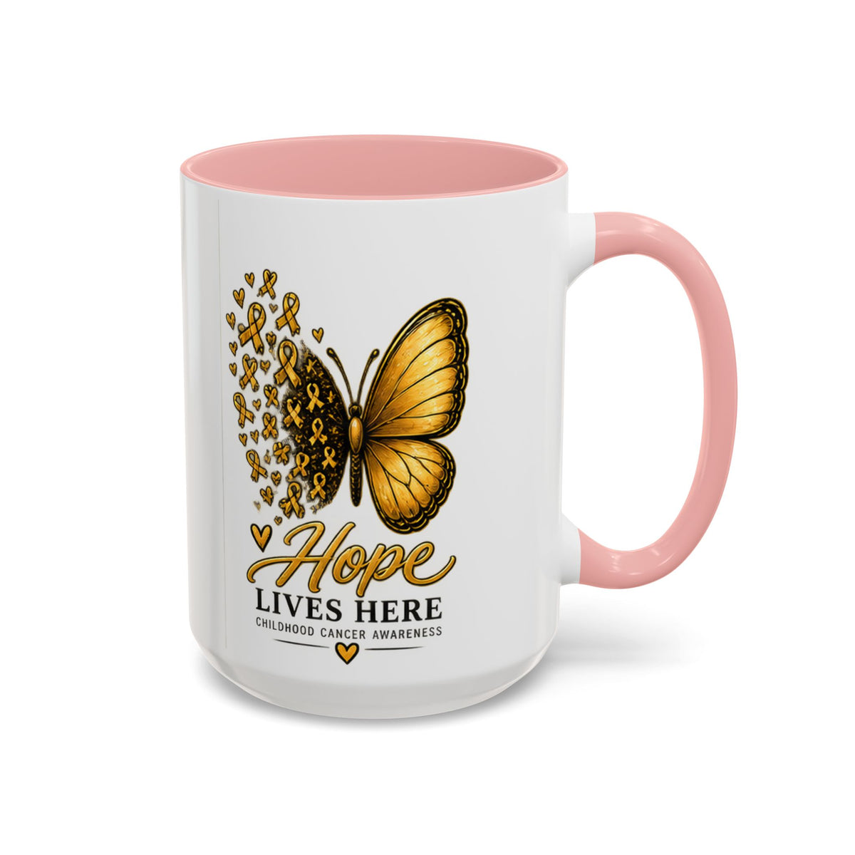 Hope Lives Here Childhood Cancer Awareness Accent Coffee Mug
