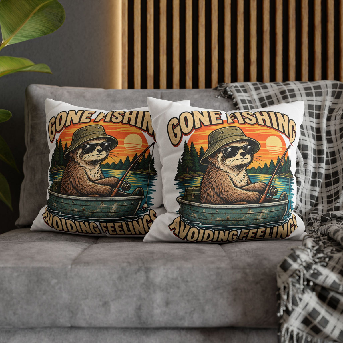 Funny Gone Fishing Avoiding Feelings Decorative Pillowcase