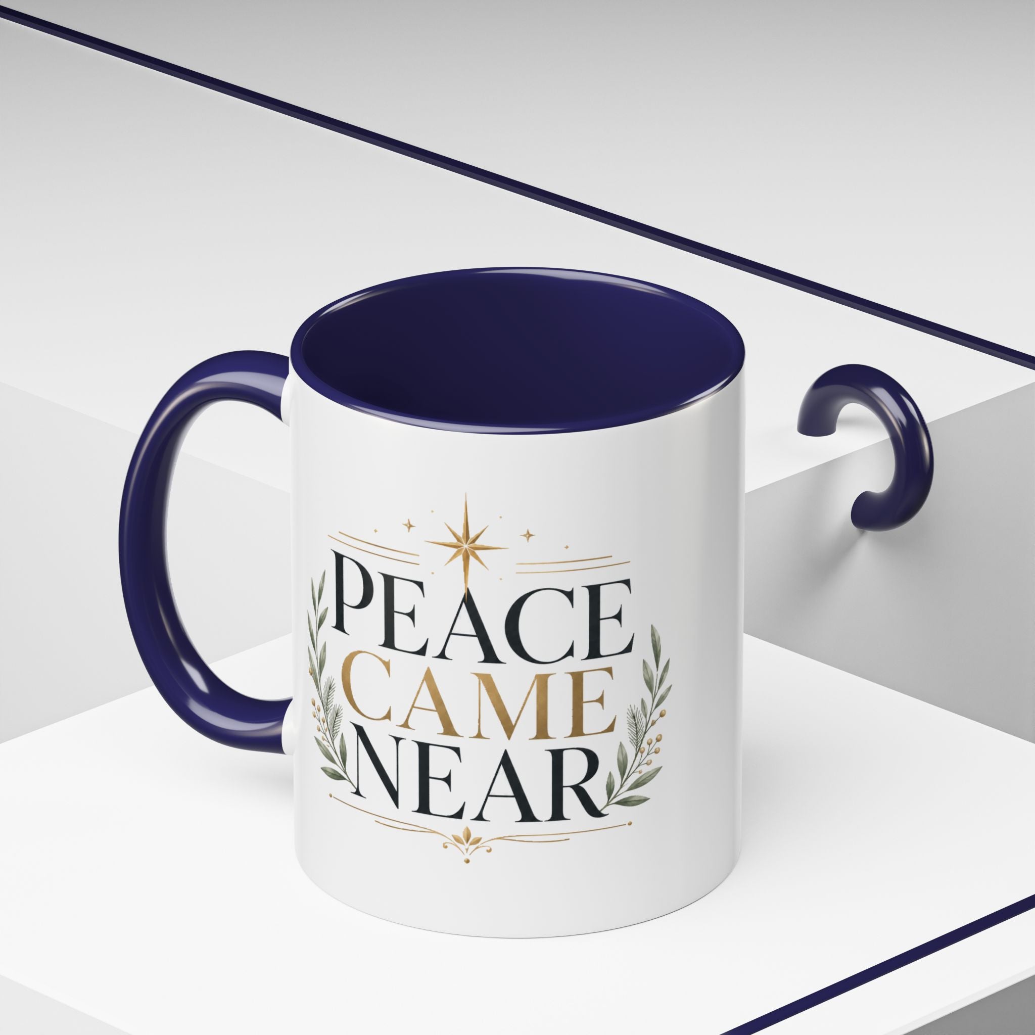 Christmas Peace Came Near Accent Coffee Mug — Holiday Christian Christmas Tea Cup