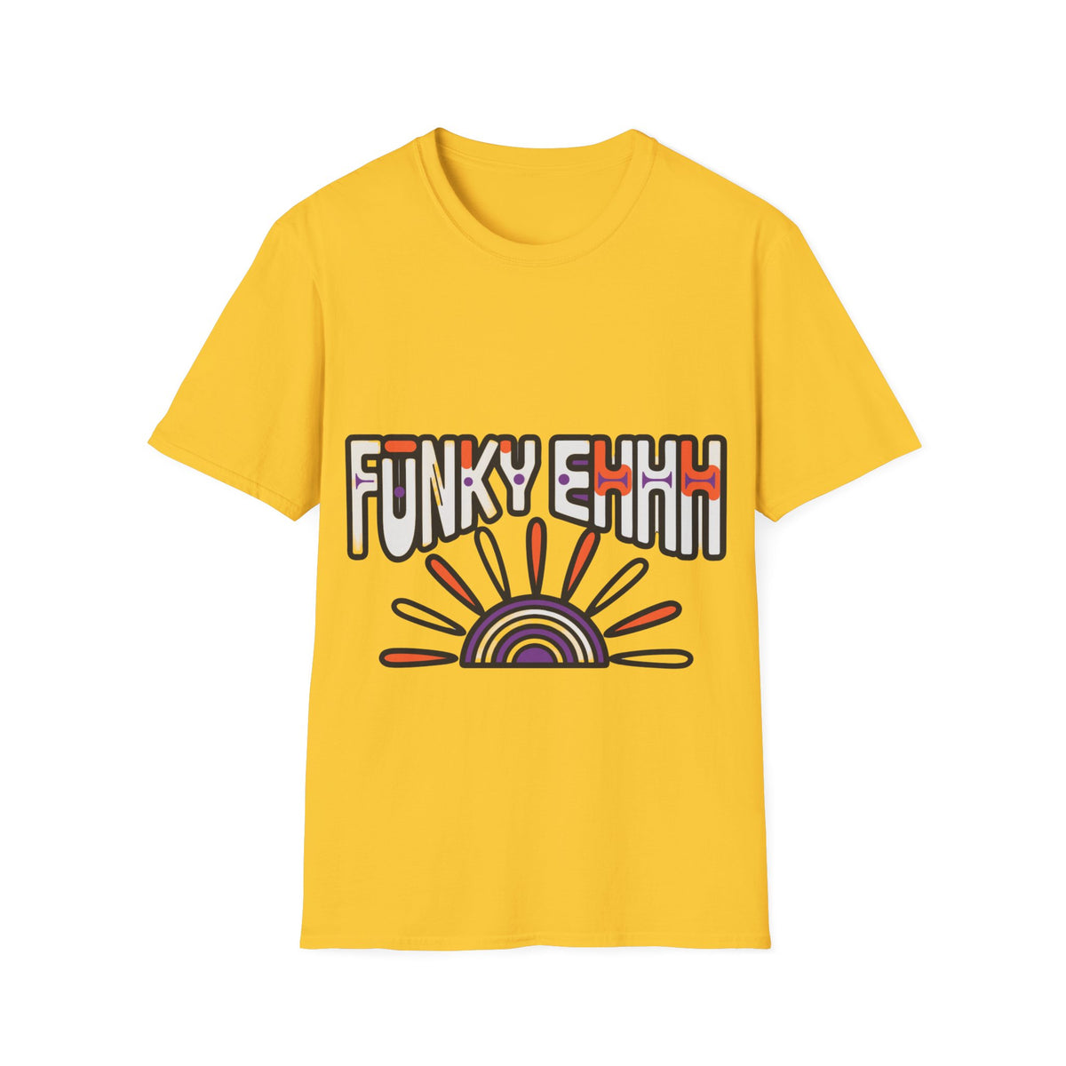 "Funky Ehhh" Retro Rainbow Tee | Groovy 70s Slogan T-Shirt - Trending Now - September 2026