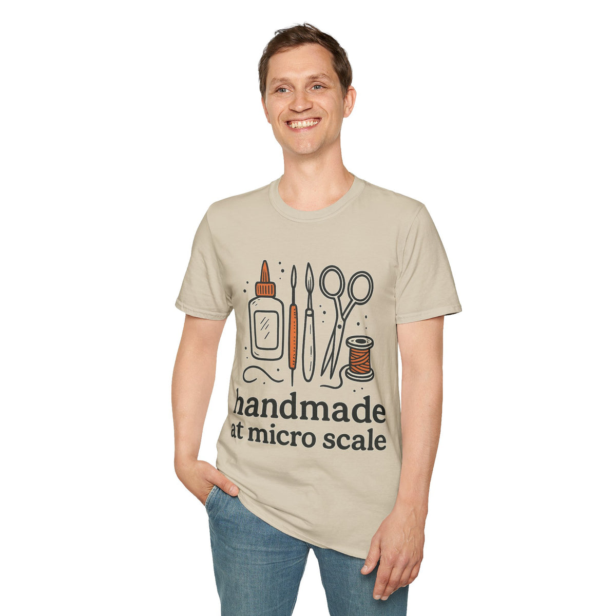 "Handmade At Micro-Scale" Minimalist Crafting Tool Tee - Cute Hobbyist Miniature Maker White T-Shirt - Trending Now - September 2026