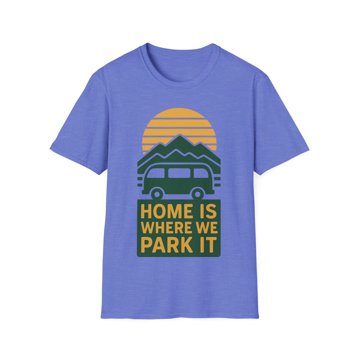 Camping T-Shirt — "Home Is Where We Park It" Retro Mountain Sunset Tee - Trending Now - September 2026