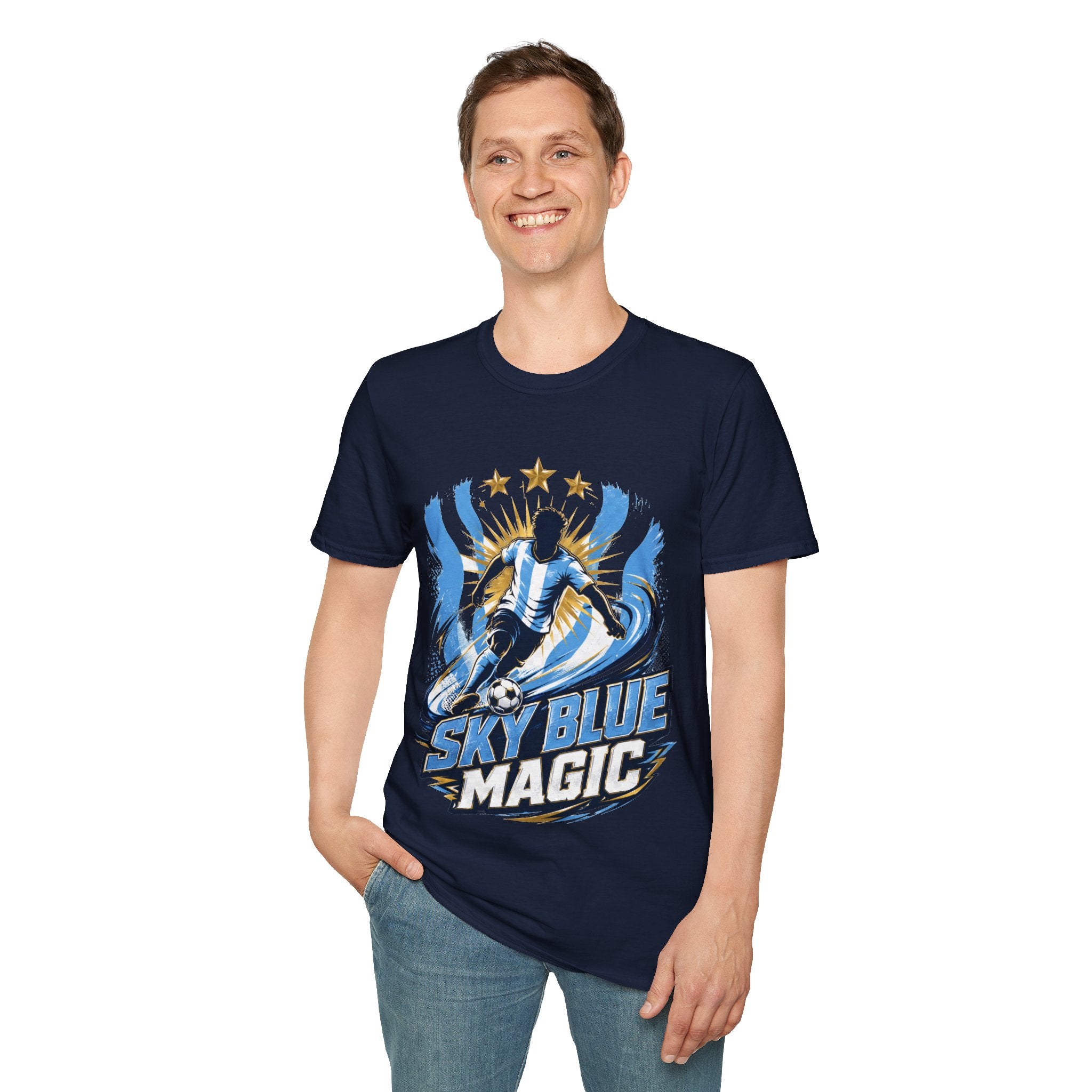 Argentina Sky Blue Magic Soccer T-Shirt — Argentinian Football Player Graphic Tee