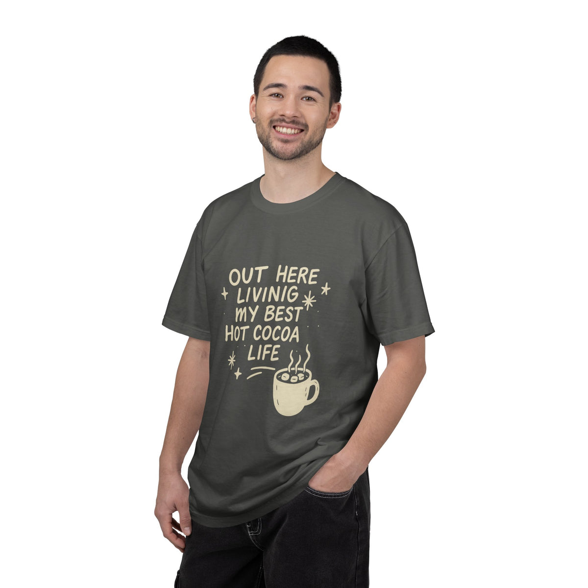 Hot Cocoa Life T-Shirt — "Out Here Living My Best Hot Cocoa Life" Graphic Tee - Trending Now - October 2026