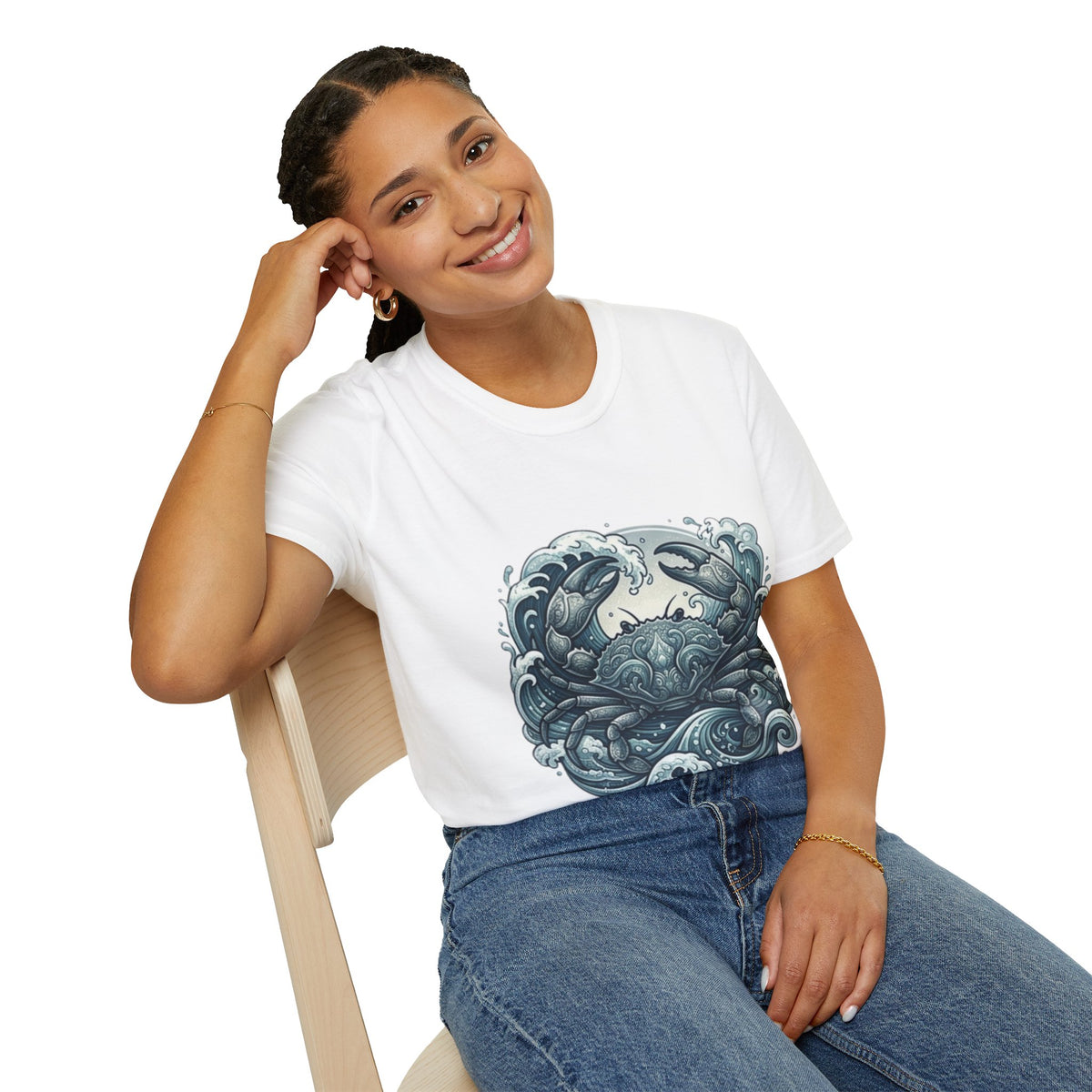 Crab and Waves Graphic T-Shirt — Coastal Oceanic Nautical Tee