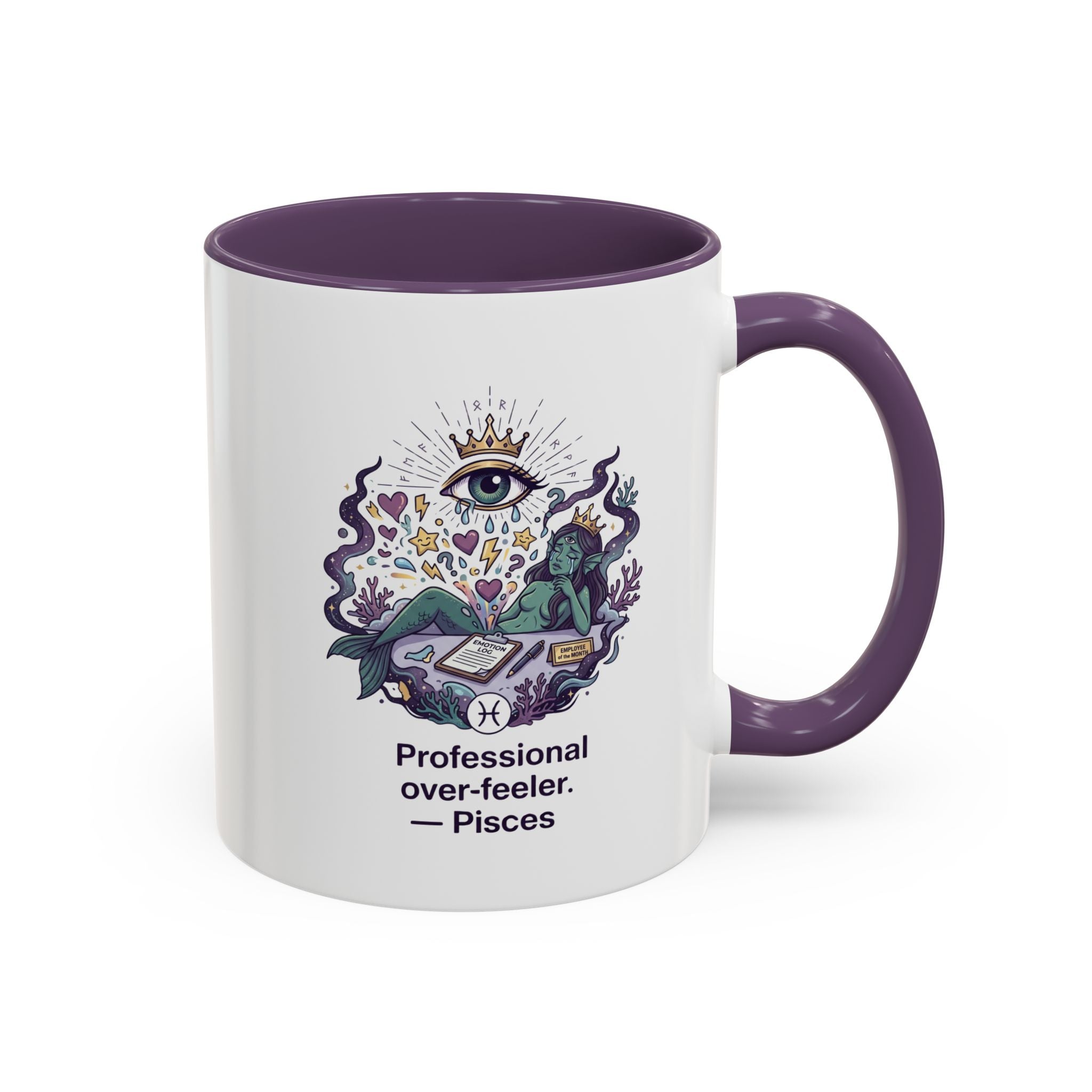 Pisces Coffee Mug — "Professional Over-feeler" Zodiac Accent Mug (11/15oz)