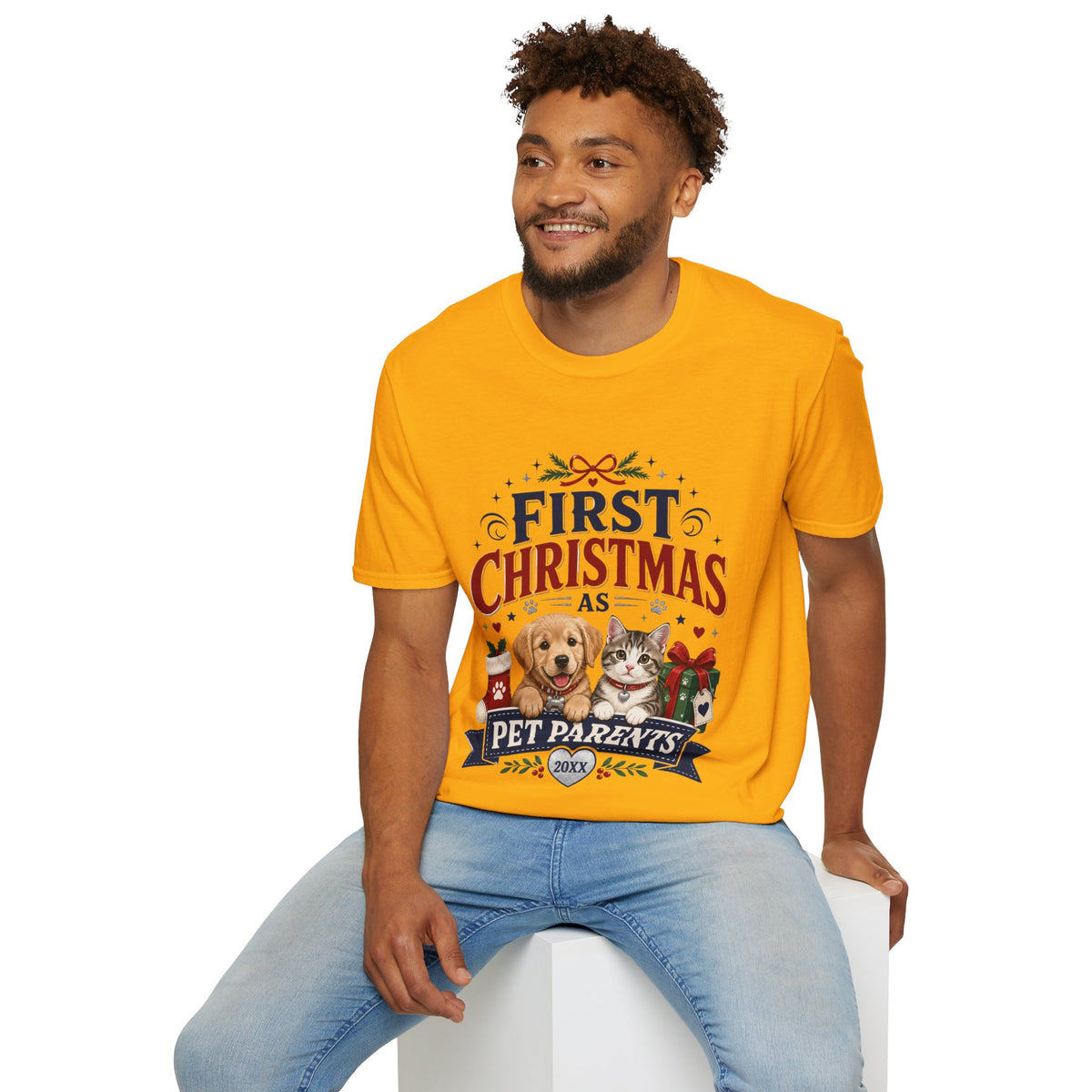 T-Shirt — "First Christmas as Pet Parents" Holiday Tee