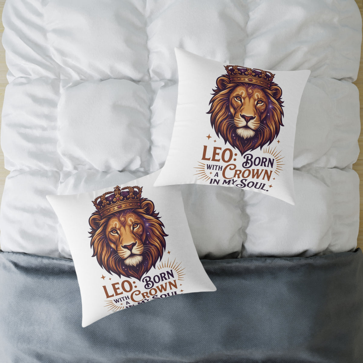 Leo Zodiac Born With A Crown Square Poly Canvas Pillow
