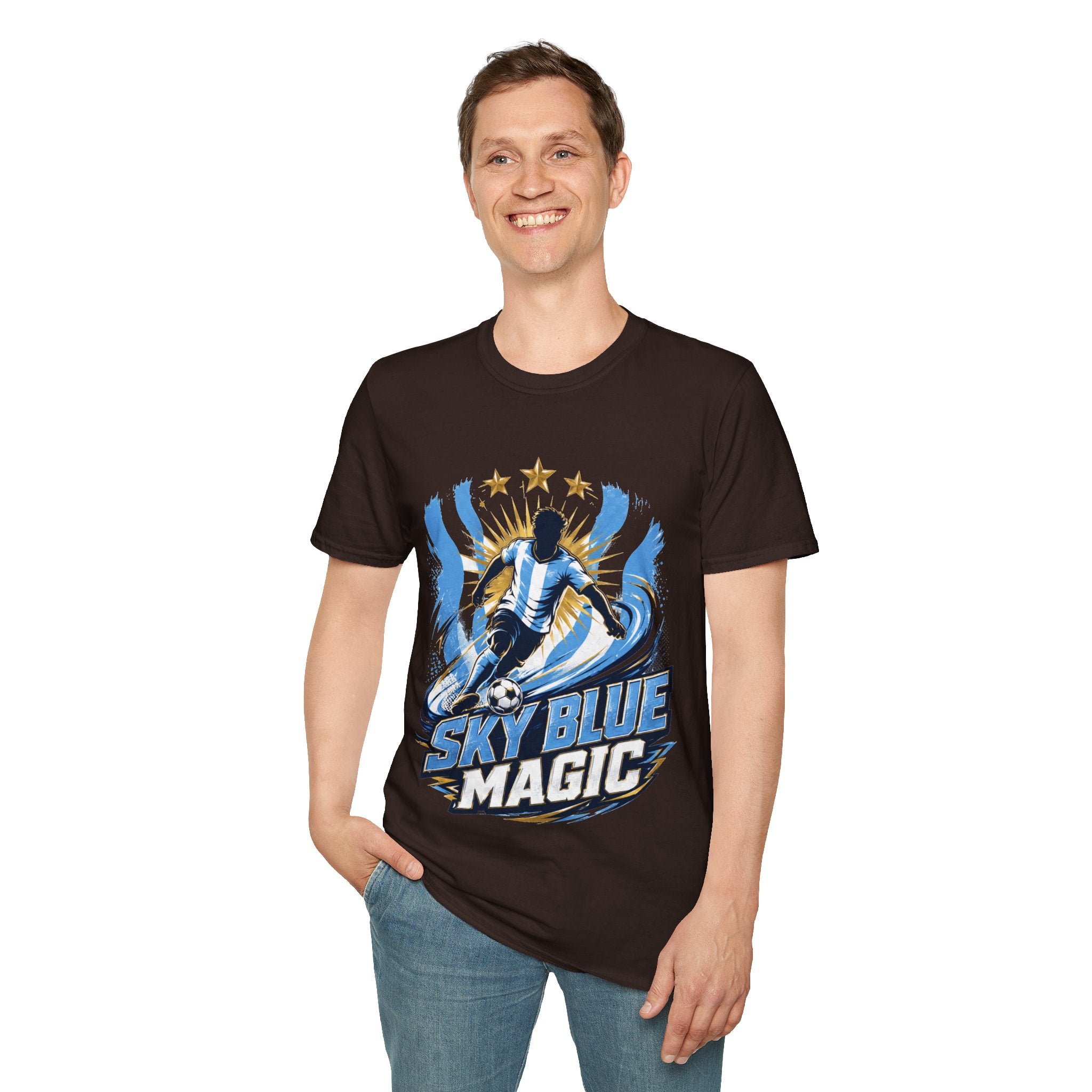 Argentina Sky Blue Magic Soccer T-Shirt — Argentinian Football Player Graphic Tee