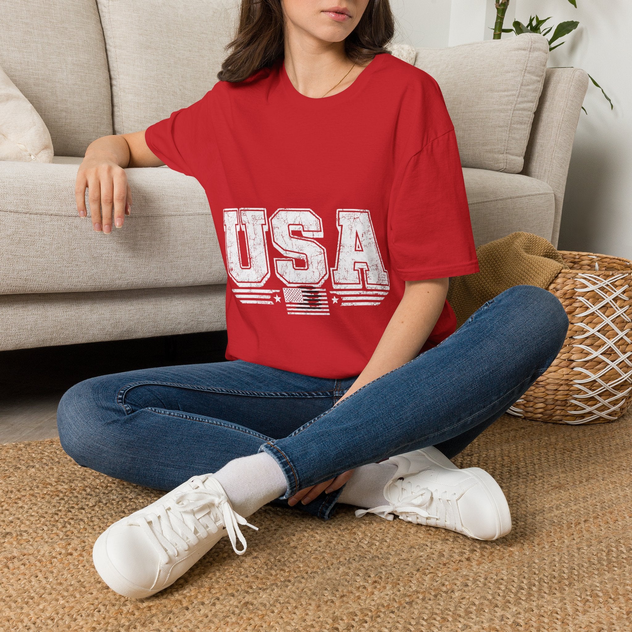 USA Vintage Block T-Shirt — Patriotic Americana Graphic Tee