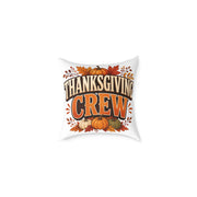 Thanksgiving Crew Throw Pillow — Fall Pumpkin Decorative Cushion