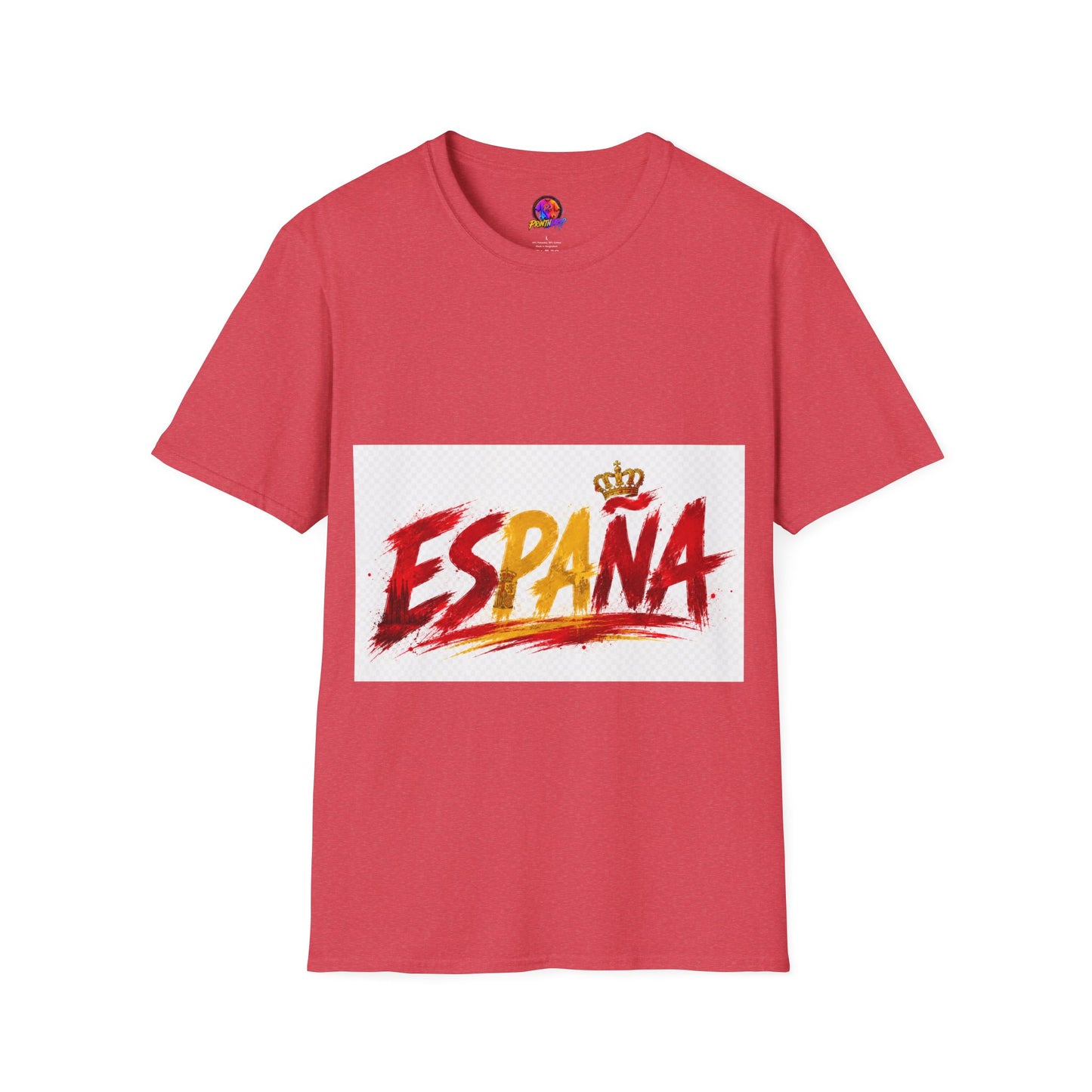 Spain  Graphic T-Shirt — Spanish Flag Brushstroke Design with Crown