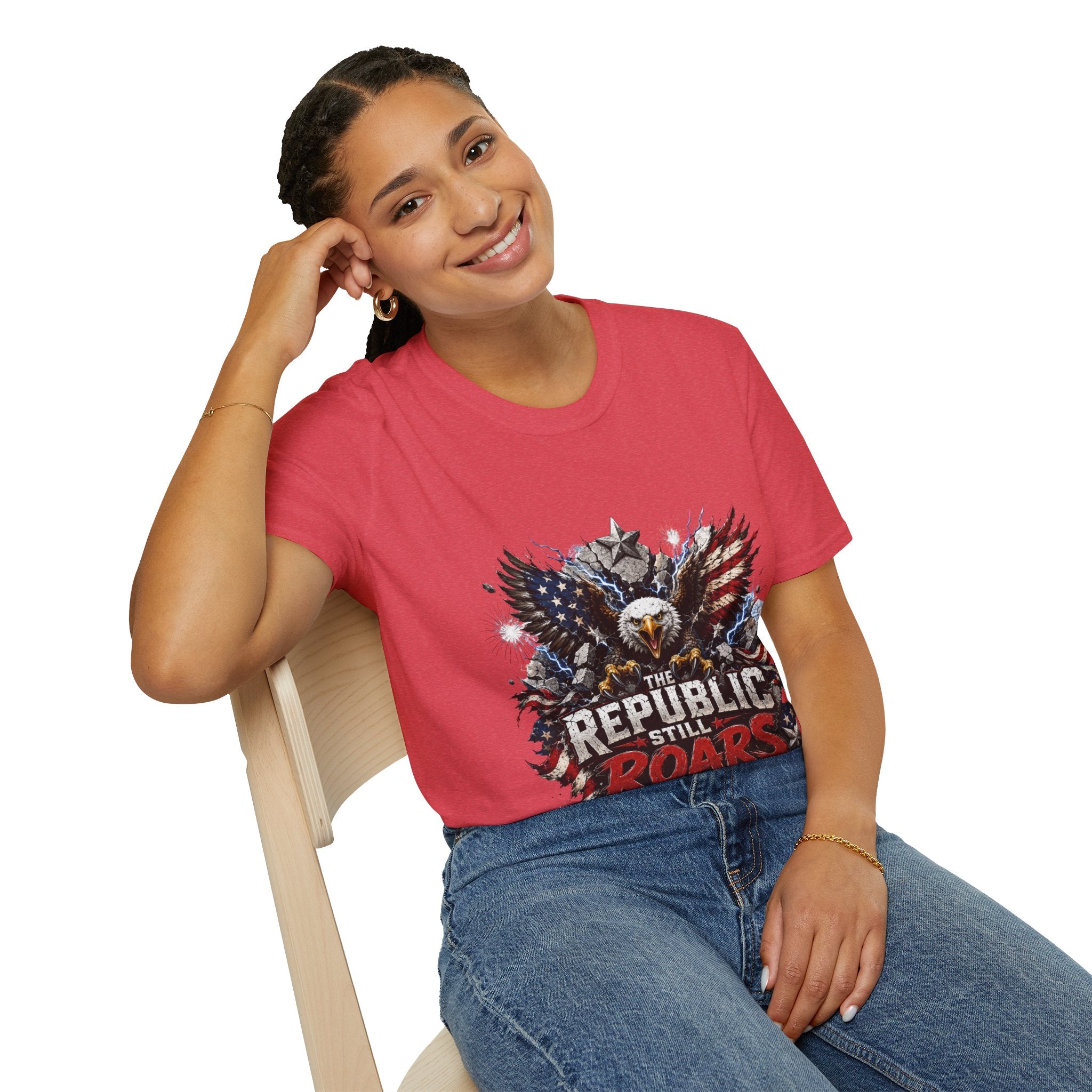 Patriotic Eagle T-Shirt — "The Republic Still Roars" | American Flag Graphic