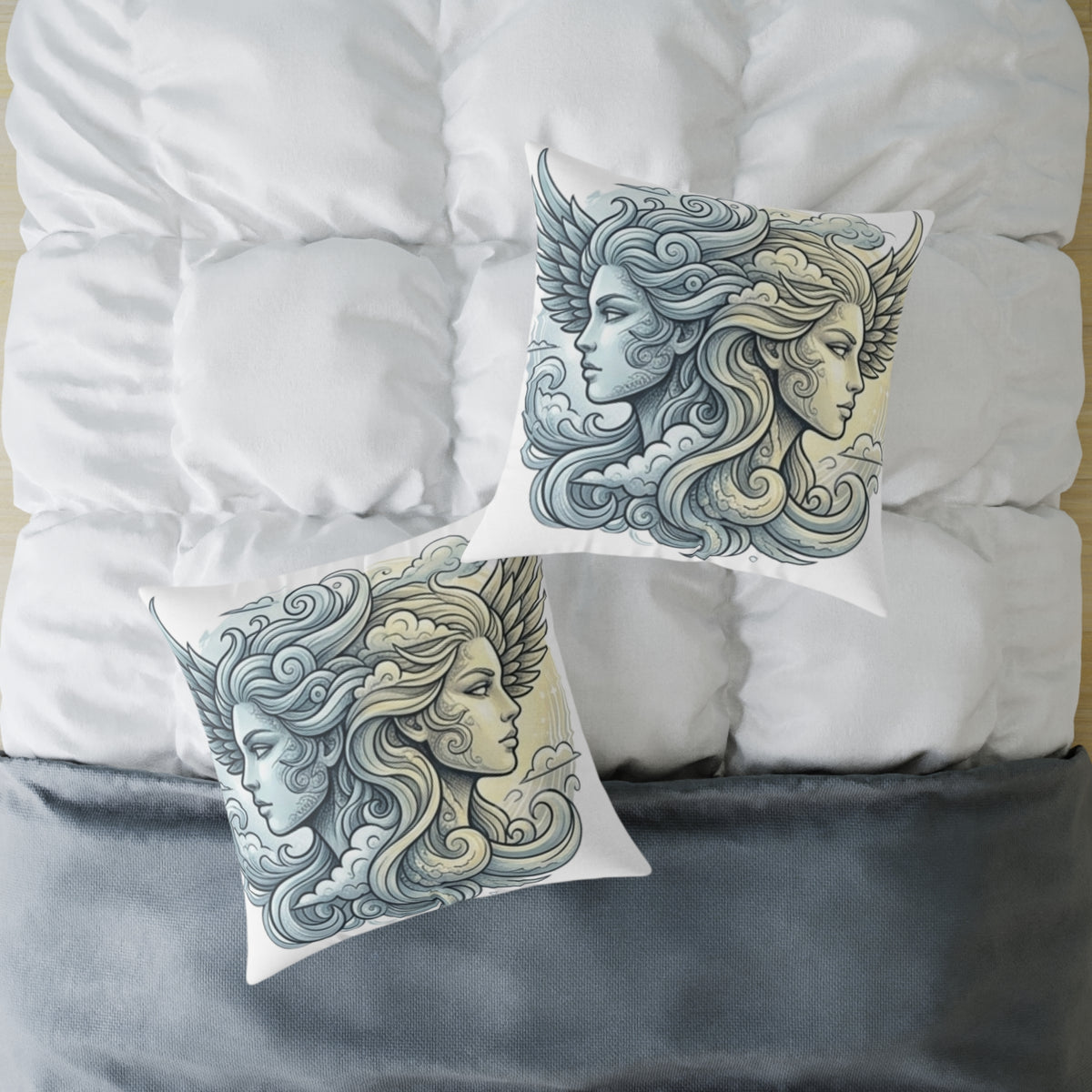 Gemini Zodiac Astrological Double Face Square Poly Canvas Pillow