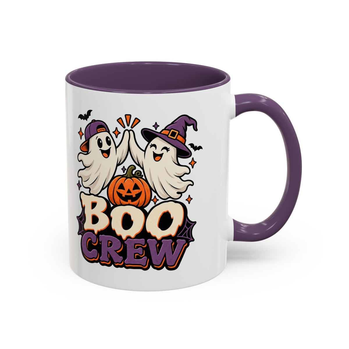 Boo Crew Halloween Accent Coffee Mug — Cute Ghosts & Jack-O'-Lantern Design (11/15 oz)