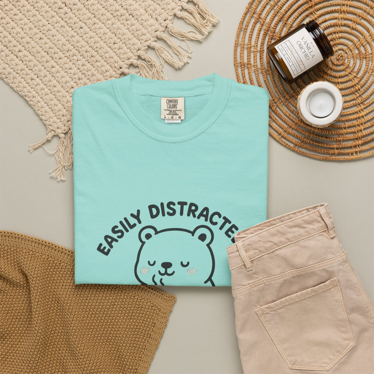 Hot Cocoa Bear T-Shirt — "Easily Distracted" Cute Winter Graphic Tee - Trending Now - October 2026