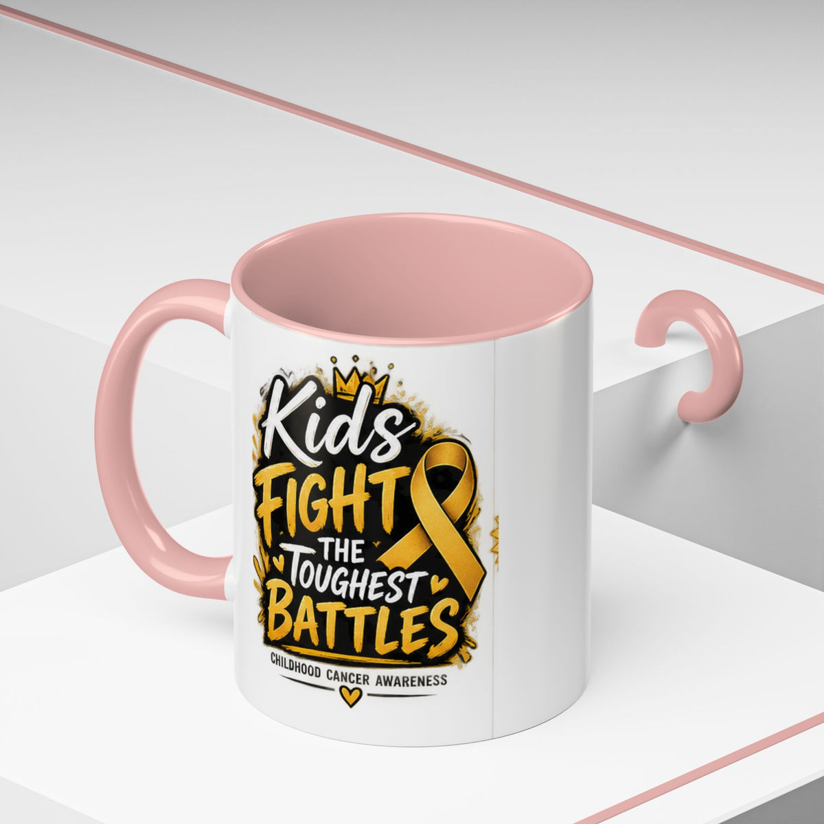 Kids Fight The Toughest Battles Accent Coffee Mug — Childhood Cancer Awareness 11/15oz
