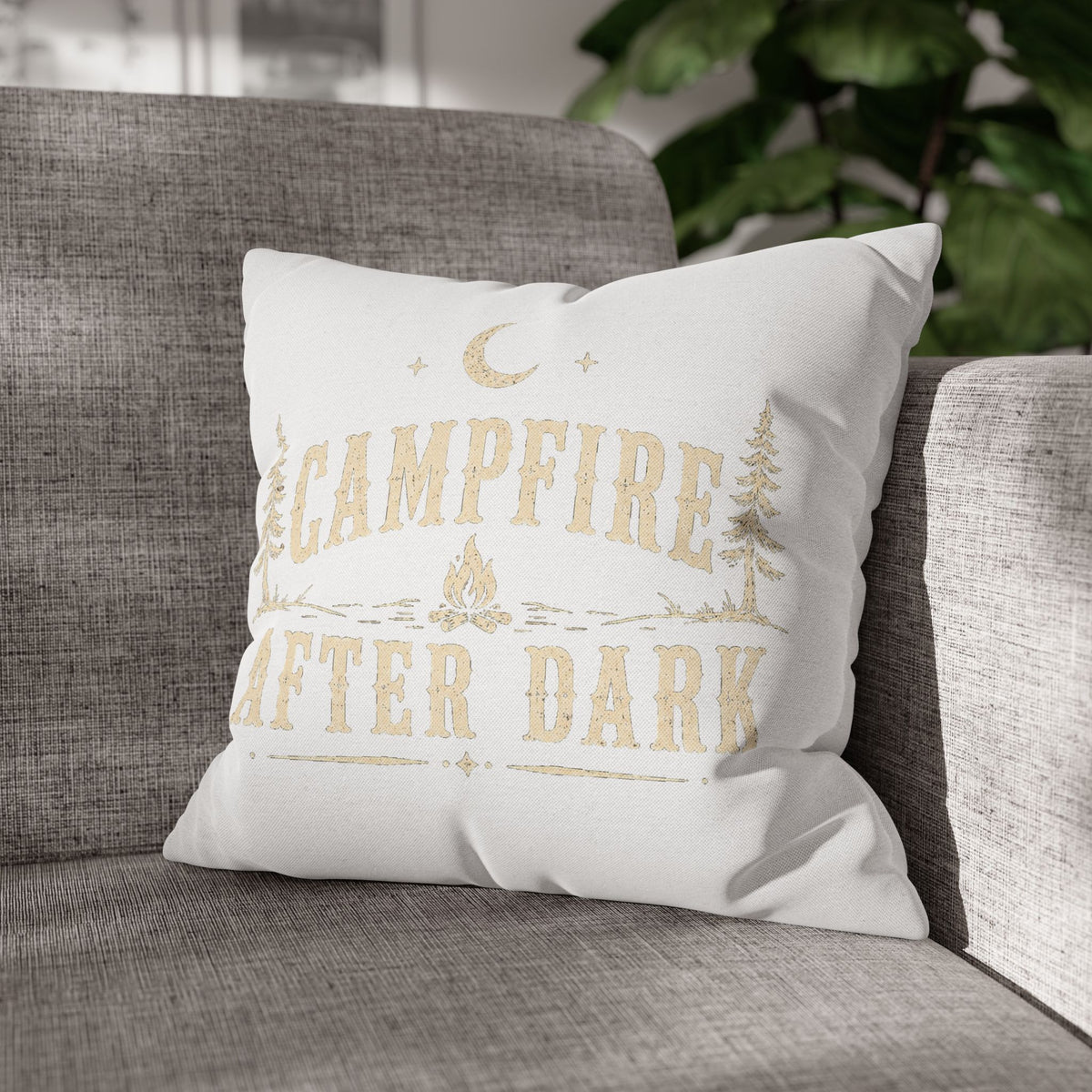 Campfire After Dark Throw Pillowcase Milo Bailey Dog Dad Mom – Rustic Outdoor Camping Accent