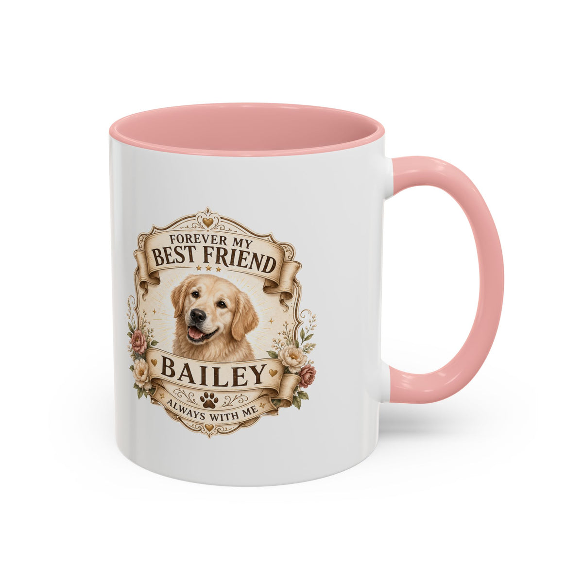 Milo Bailey Dog Dad Mom Personalized Dog Coffee Mug – "Forever My Best Friend" Golden Retriever Accent Mug