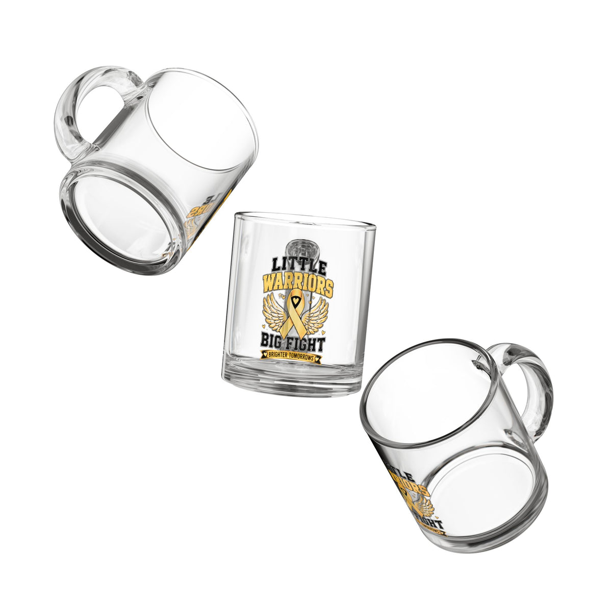 Little Warriors Big Fight Childhood  Cancer Awareness Glass Mug