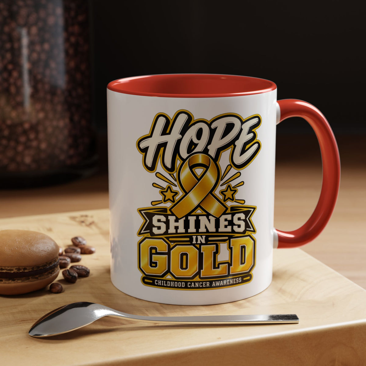 Hope Shines in Gold Coffee Mug — Childhood Cancer Awareness Accent Mug