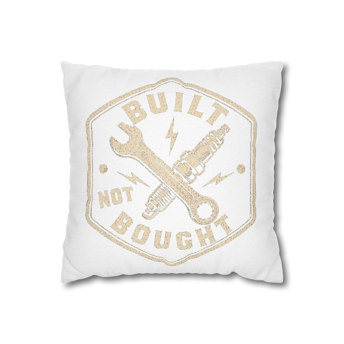 Built Not Bought Decorative Pillowcase –Milo Bailey Dog Dad Mom  Mechanic Wrench & Spark Plug Accent Cushion Cover