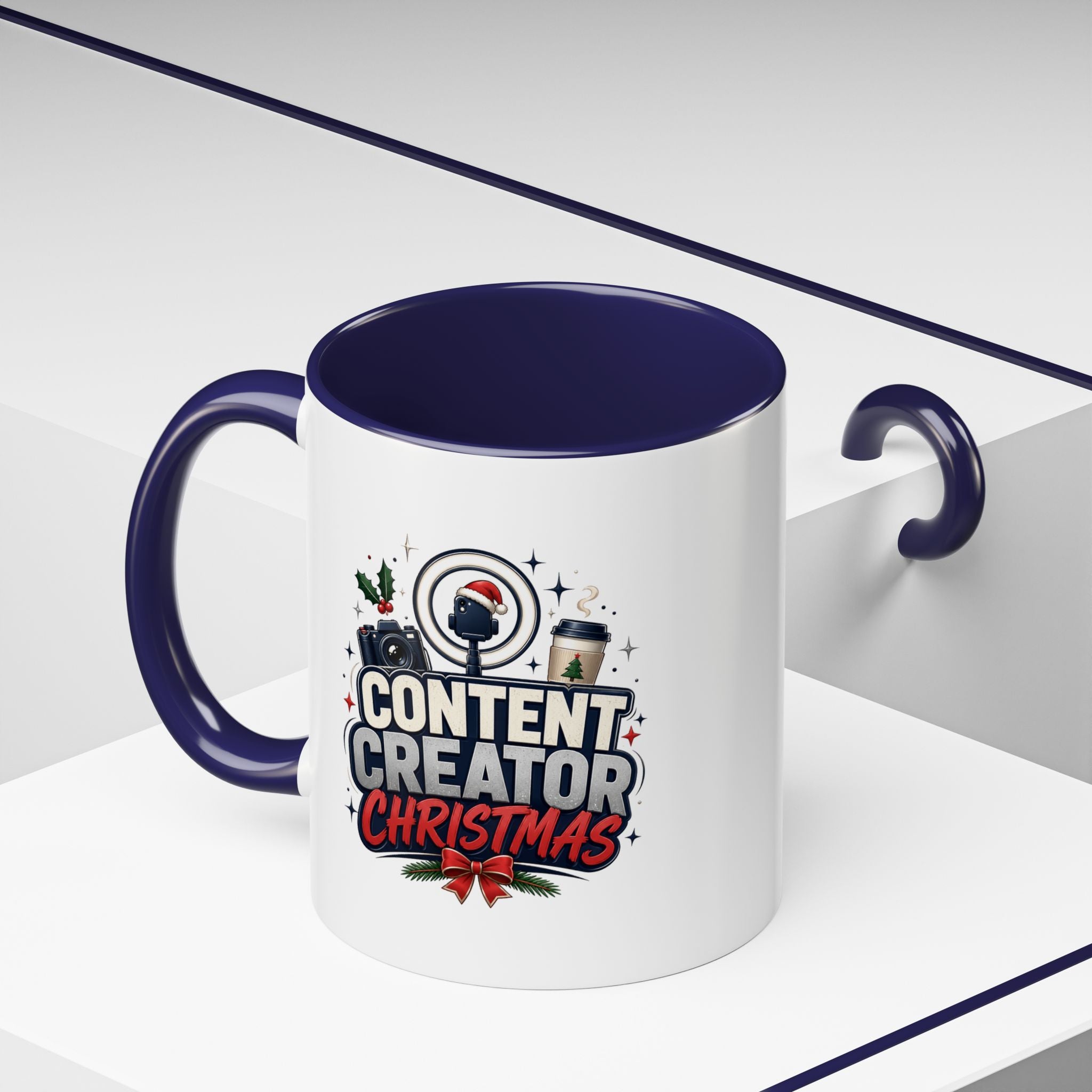 Modern Day Christmas Content Creator Christmas Accent Coffee Mug — Holiday Social Media Gifts (11/15oz)