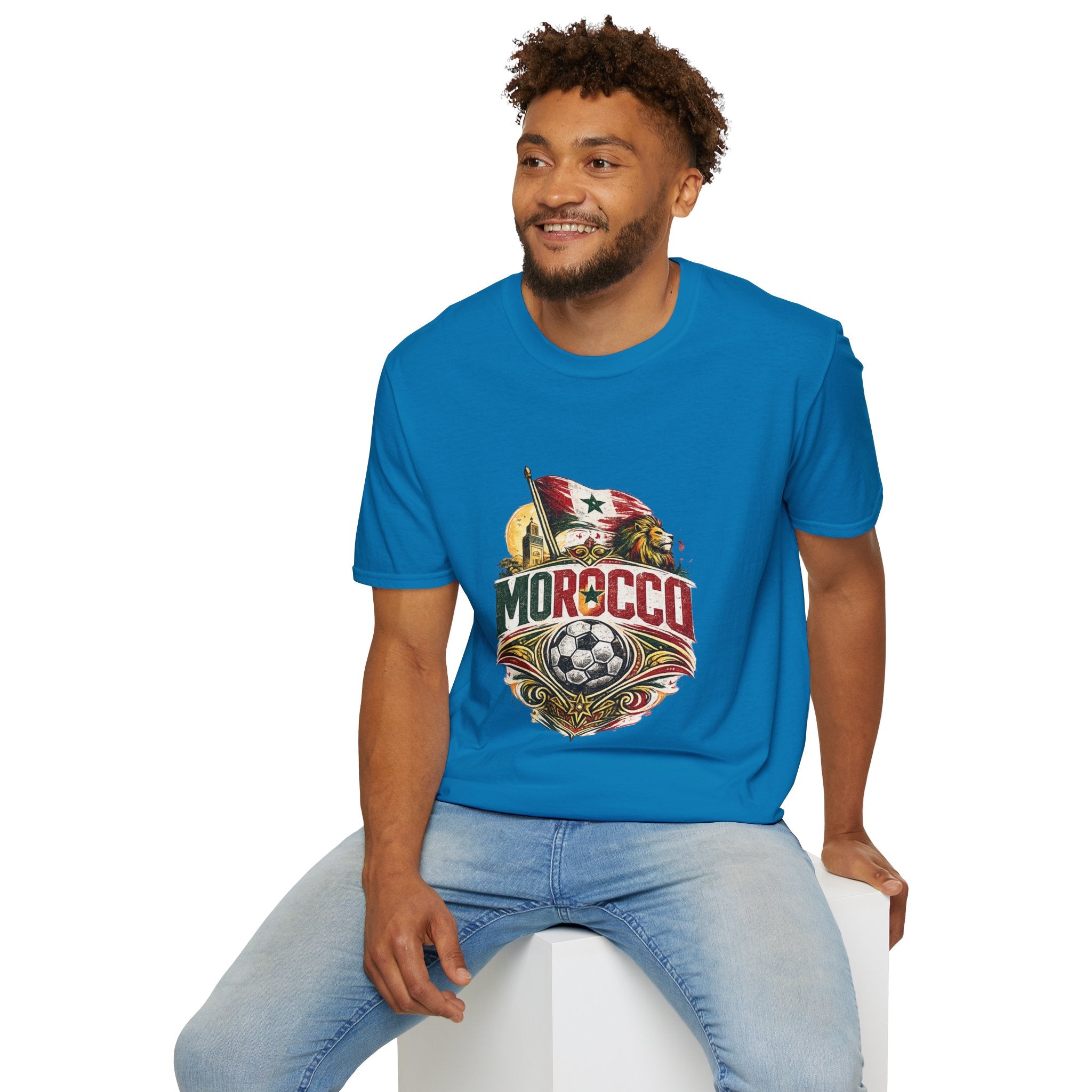 Morocco Soccer T-Shirt — Vintage Flag & Lion Football Tee