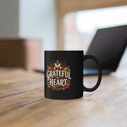 Thanksgiving Black Mug Grateful Heart Black Mug – Thanksgiving Autumn Leaves Coffee Cup