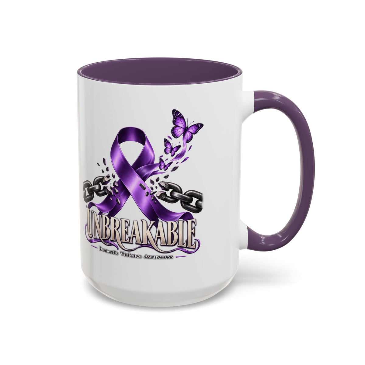 Unbreakable Purple Ribbon Coffee Mug —Domestic Violence Awareness Support Accent Mug