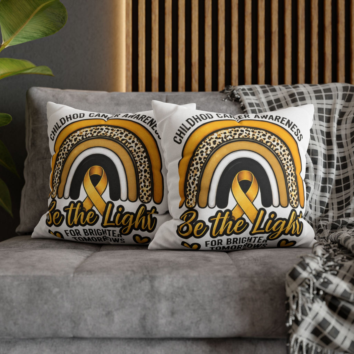 Childhood Cancer Awareness “Be the Light” Square Pillowcase