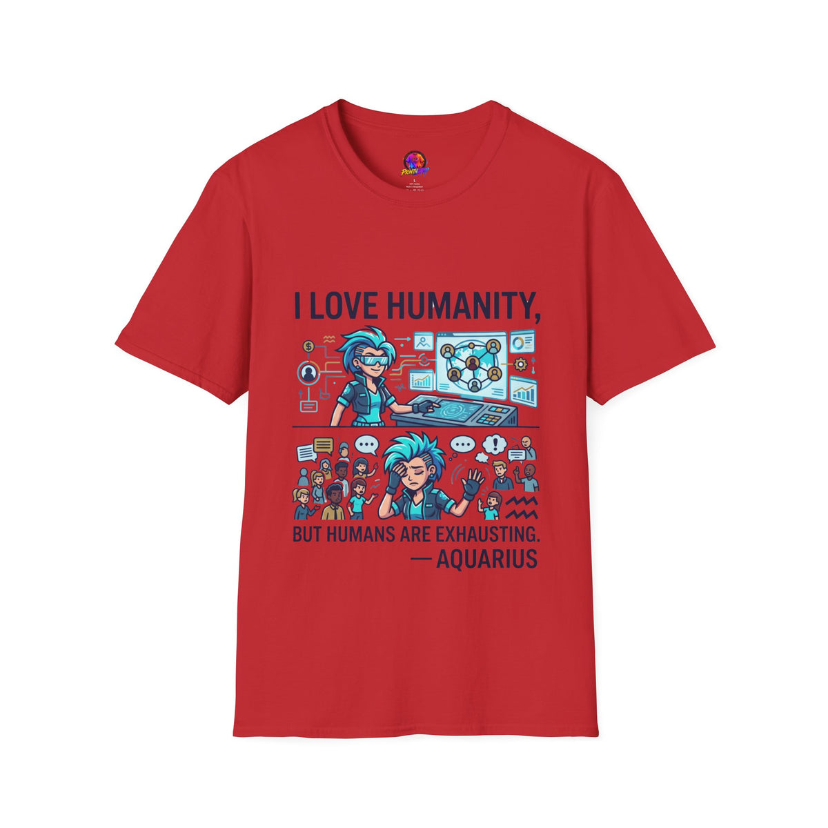 Aquarius Zodiac I Love Humanity T-Shirt — Funny Aquarist Marine Biologist Tee