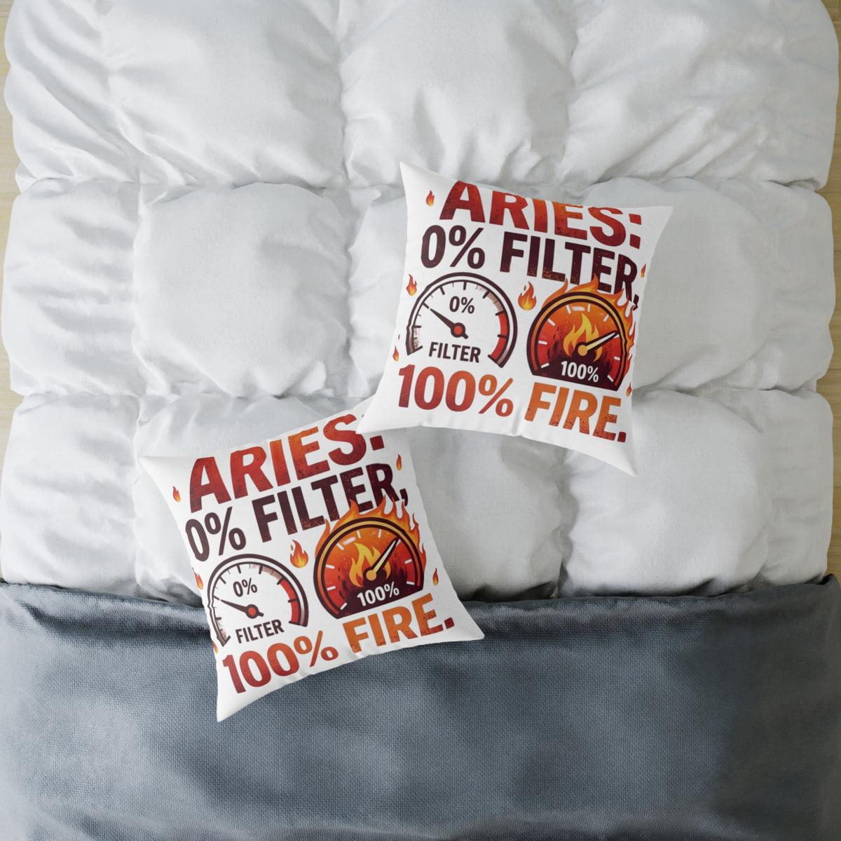 Aries 0% Filter 100% Fire Square Poly Canvas Pillow