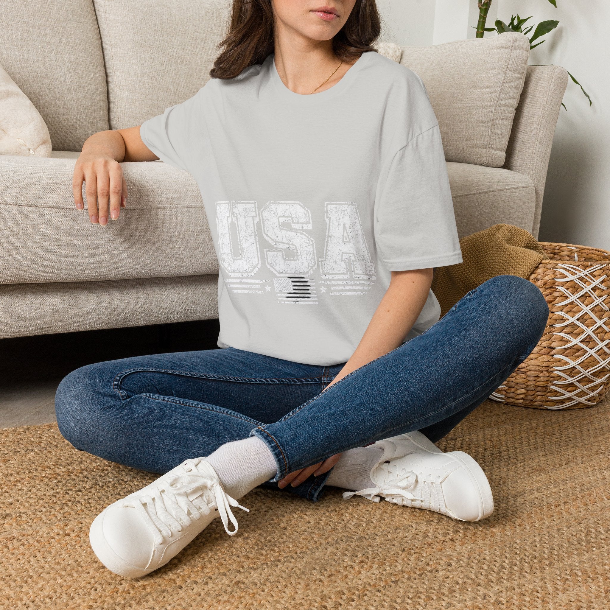 USA Vintage Block T-Shirt — Patriotic Americana Graphic Tee