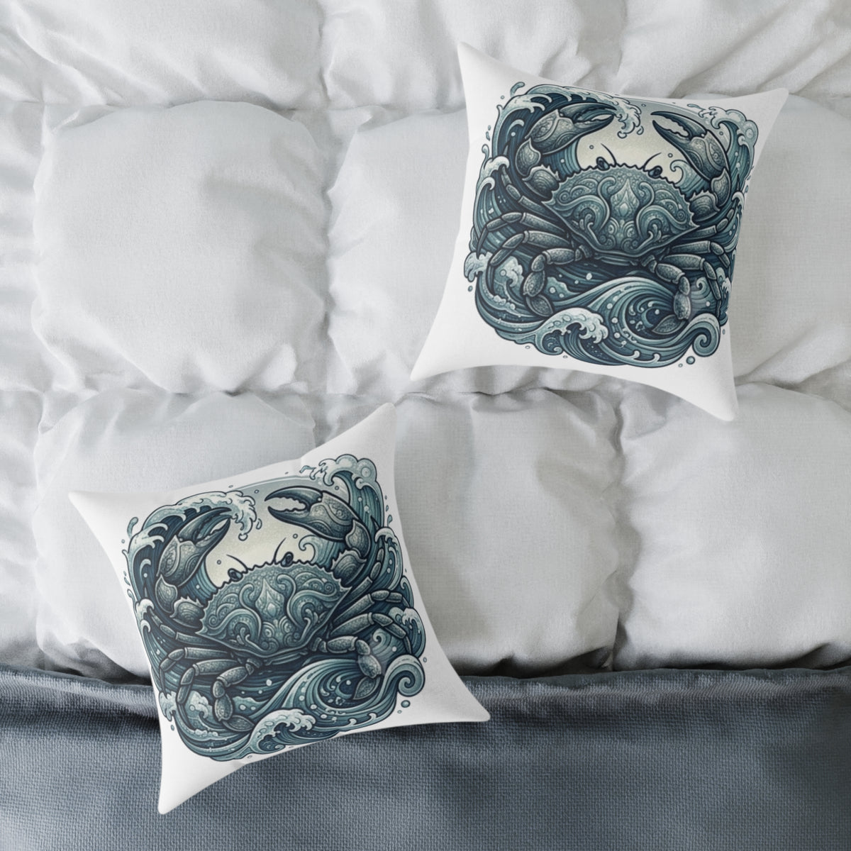 Cancer Zodiac Crab Ocean Art Pillow — Nautical Decorative Throw Pillow
