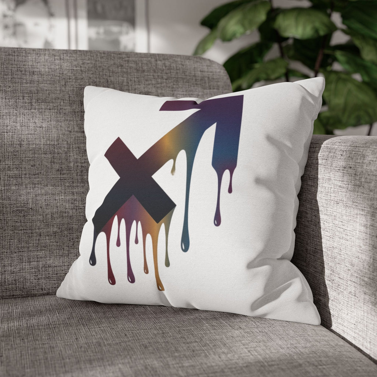Sagittarius Dripping Arrow Logo Pillowcase — Modern Graphic Accent Pillow