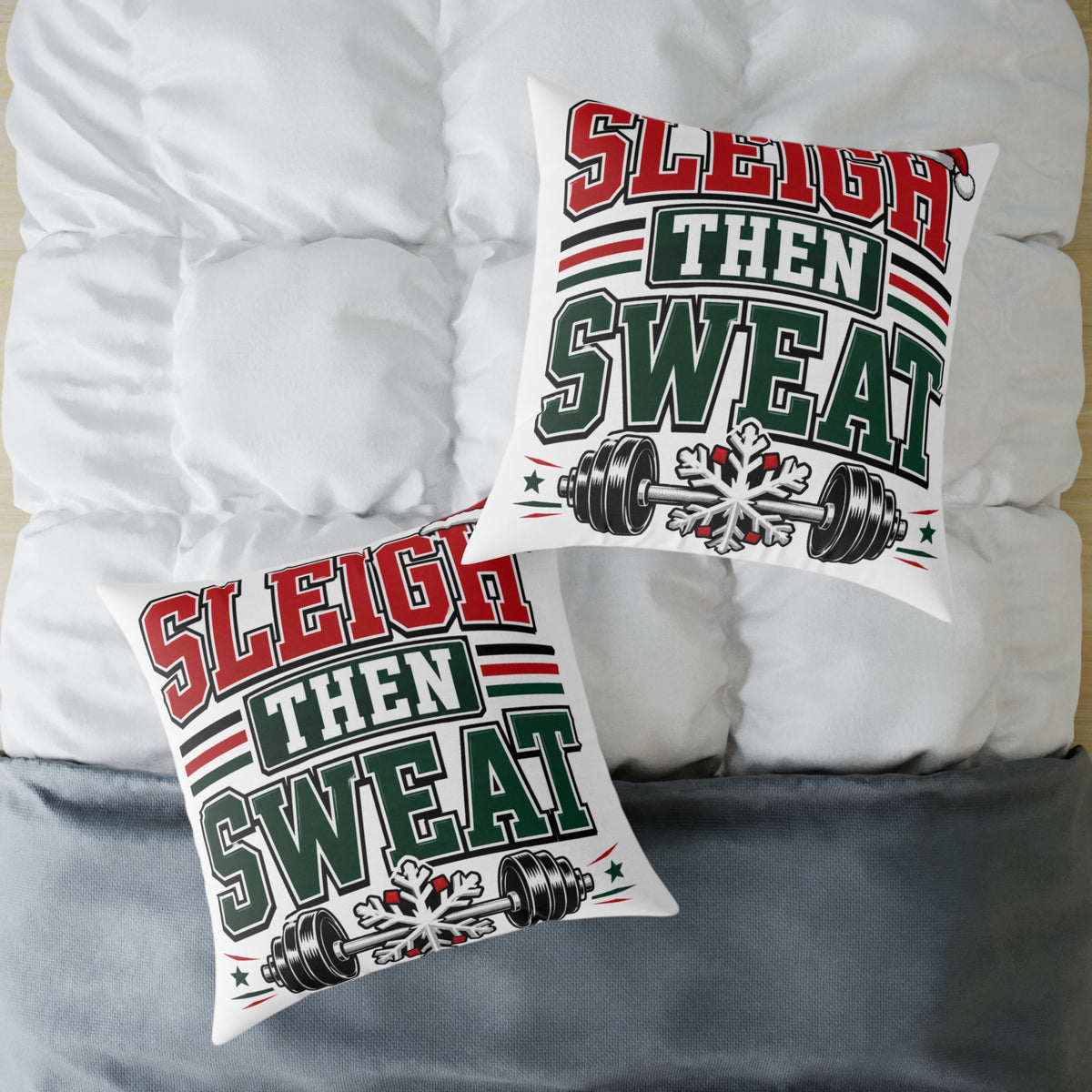 Modern Day Christmas  Sleigh Then Sweat Christmas Gym Pillow