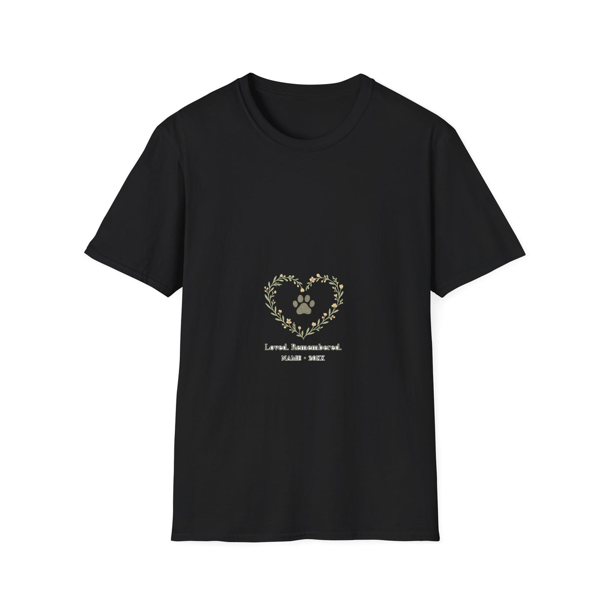"Love Remembered" Delicate Leaf Heart Pet Memorial Tee - Aesthetic Paw Print Remembrance White T-Shirt - Trending Now - September 2026